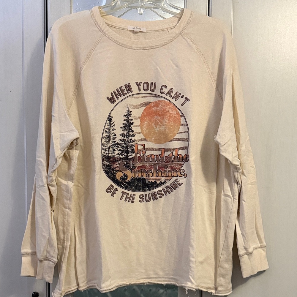 Cream Graphic Long Sleeve Shirt